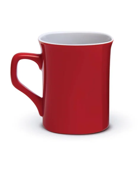 Taza Roja Realista Aislada Blanco Ilustración Vectorial — Archivo Imágenes Vectoriales