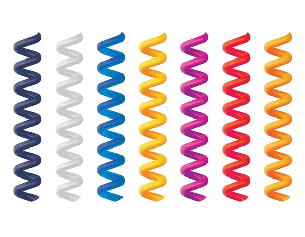 Câble téléphonique en spirale isolé sur blanc. Illustration vectorielle 3d — Image vectorielle