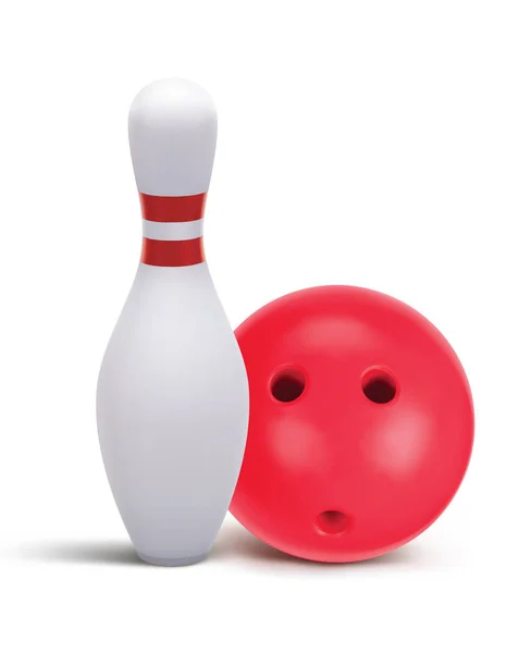 Esquisse Bowling Boule Bowling Rouge Isolée Sur Blanc Illustration Réaliste — Photo