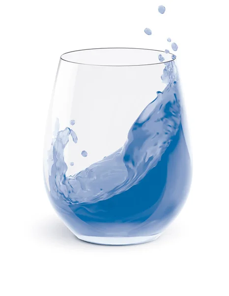 Salpicaduras de agua en gafas aisladas en blanco. ilustración 3d —  Fotos de Stock