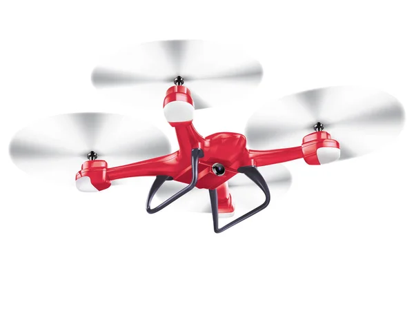 Dron, üzerinde beyaz izole quadrocopter. gerçekçi 3d çizim — Stok fotoğraf