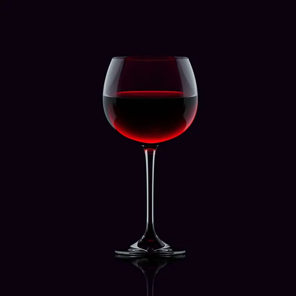 Glas rött vin på svart. 3D-rendering — Stockfoto