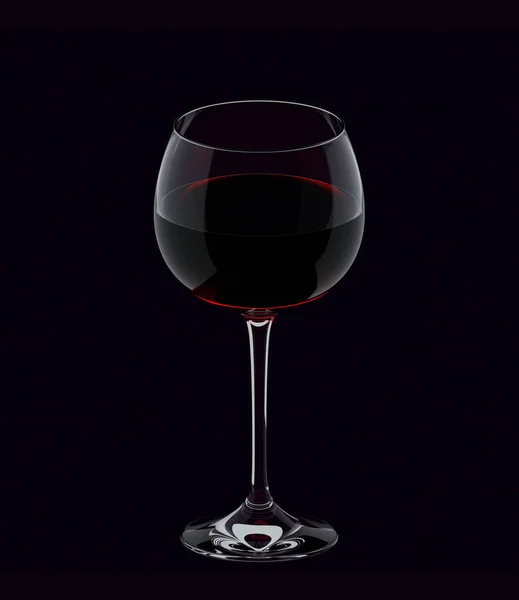 Glas rött vin på svart. 3D-rendering — Stockfoto