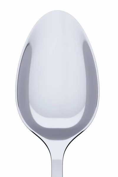 Cucchiaio in argento isolato su bianco con percorso di ritaglio. Resa 3d. Per — Foto Stock