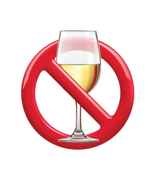 Δεν υπάρχει πινακίδα ποτού. Απαγορεύοντας το σήμα για το αλκοόλ. Διάνυσμα 3D — Διανυσματικό Αρχείο