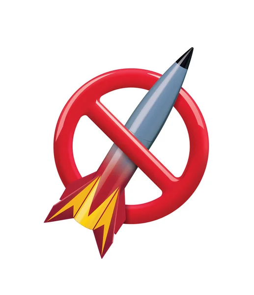 ミサイル禁止禁止禁止戦争はしないリアルな3dベクト — ストックベクタ