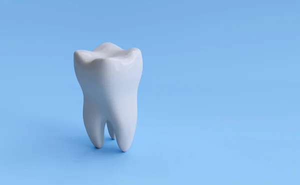 Tooth isolated on blue background with clipping path. 3d render — Stock Photo, Image
