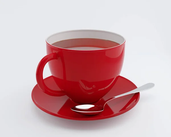 Red cup of tea isolated on a white background with clipping path — Stock Photo, Image