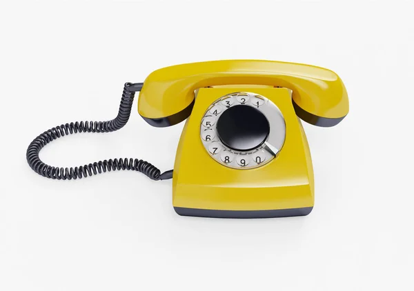 Telephone Yellow Vintage Isolated White Render Illustration — Stock Photo, Image