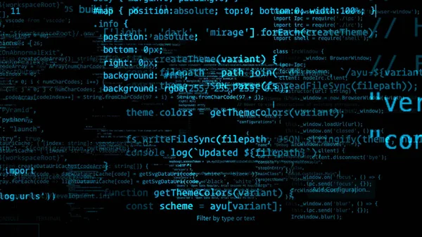 Rendering Abstrakter Codeblöcke Die Sich Virtuellen Raum Befinden Kamera Computercode — Stockfoto