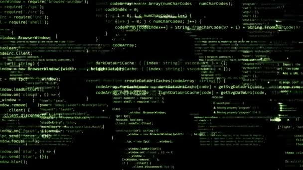 Blocos Código Programa Abstrato São Escritos Movidos Espaço Virtual Câmera — Vídeo de Stock