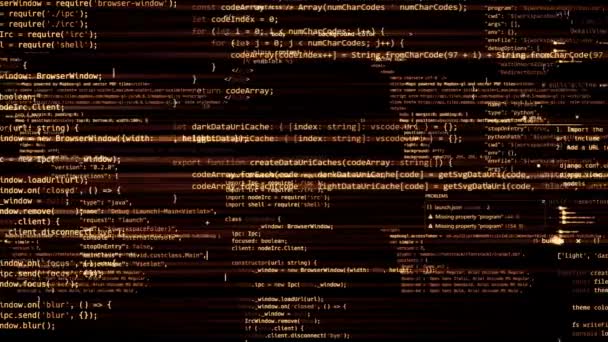 Blocos Código Programa Abstrato São Escritos Movidos Espaço Virtual Câmera — Vídeo de Stock