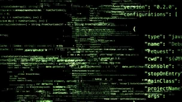 Blocos Código Programa Abstrato São Escritos Movidos Espaço Virtual Câmera — Vídeo de Stock