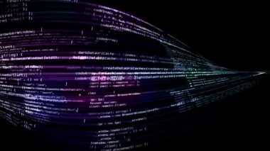 Soyut program kod bloklarını yazılı ve sanal alana taşındı. Bilgisayar kodu bir bant şeklinde bükülmüş. ilmekledi