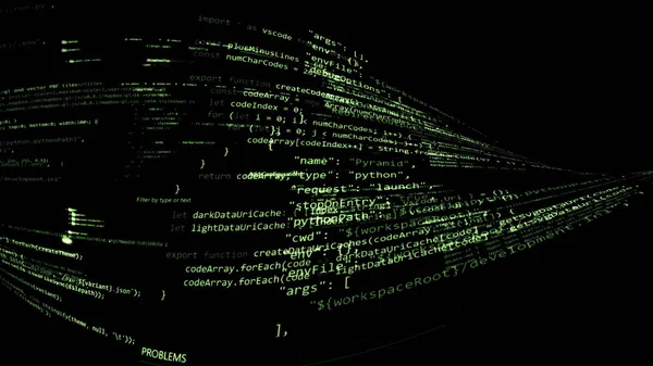 Rendering Abstrakten Codes Virtuellen Raum Der Computercode Wird Form Eines — Stockfoto