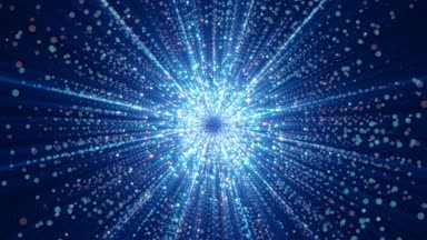 Merkezde toplama parçacıkları ile soyut alanı. Hafif parçacıkların parlak ve büyülü bir tünel. İlmekledi