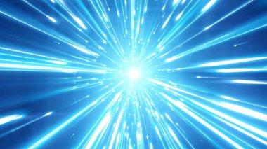 3D render parlak çizgilerin bizden uzaklaşıyor. Satırları ışık alan dinamik bir parlak tünel oluşturmak