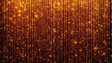 3D render soyut düşen parlak parçacık. Göz alıcı yağmur arka plan için. Parlak ışıklar, kıvılcım ve havai fişek ile arka plan parçacıkların yapılmış