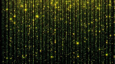 3D render soyut düşen parlak parçacık. Göz alıcı yağmur arka plan için. Parlak ışıklar, kıvılcım ve havai fişek ile arka plan parçacıkların yapılmış