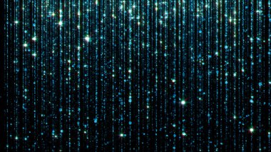 3D render soyut düşen parlak parçacık. Göz alıcı yağmur arka plan için. Parlak ışıklar, kıvılcım ve havai fişek ile arka plan parçacıkların yapılmış