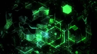 Geometrik arka plan. Bir renk düzeni şeklinde renkli geometrik şekiller animasyonlu görünümünü. İlmekledi