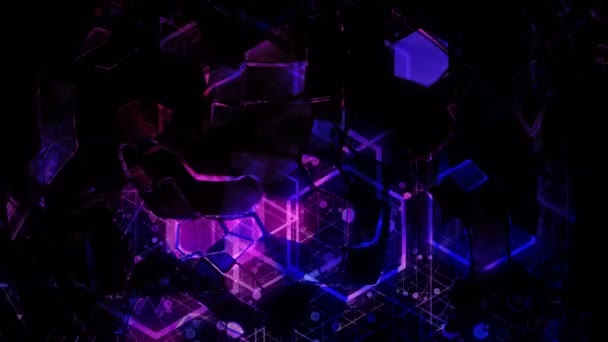 Abstrakter Geometrischer Hintergrund Animierte Darstellung Farbiger Geometrischer Formen Form Eines — Stockvideo