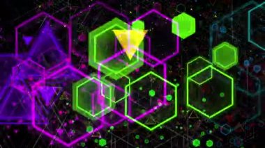 Geometrik arka plan. Renkli geometrik şekiller animasyonlu görünümünü. İlmekledi