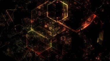 geometrik arka plan 3D render. Bir arka plan renk düzeni şeklinde renkli parlak geometrik şekiller oluştururlar