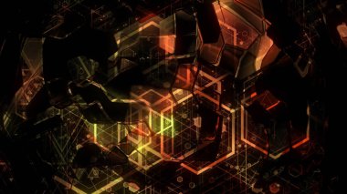 geometrik arka plan 3D render. Bir arka plan renk düzeni şeklinde renkli parlak geometrik şekiller oluştururlar