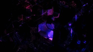 geometrik arka plan 3D render. Bir arka plan renk düzeni şeklinde renkli parlak geometrik şekiller oluştururlar