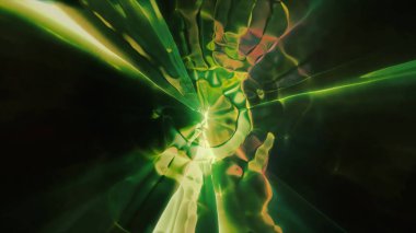 Uzay uçuşunun zaman ve uzayda bir solucan deliğinden başka bir boyuta 3boyutlu olarak işlenmesi. Parlak, yüksek enerjili ve yüksek teknolojili bir tünel. Plazmanın parçacık hızlandırıcılara hareketi