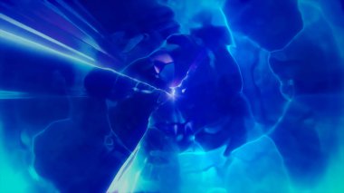 Uzay uçuşunun zaman ve uzayda bir solucan deliğinden başka bir boyuta 3boyutlu olarak işlenmesi. Parlak, yüksek enerjili ve yüksek teknolojili bir tünel. Plazmanın parçacık hızlandırıcılara hareketi