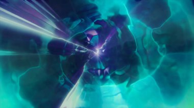 Uzay uçuşunun zaman ve uzayda bir solucan deliğinden başka bir boyuta 3boyutlu olarak işlenmesi. Parlak, yüksek enerjili ve yüksek teknolojili bir tünel. Plazmanın parçacık hızlandırıcılara hareketi