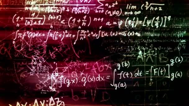 Blocchi Formule Matematiche Astratte Vengono Scritti Spostati Nello Spazio Virtuale — Video Stock