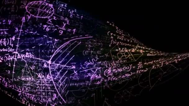 Los Bloques Fórmulas Matemáticas Abstractas Escriben Mueven Espacio Virtual Las — Vídeos de Stock