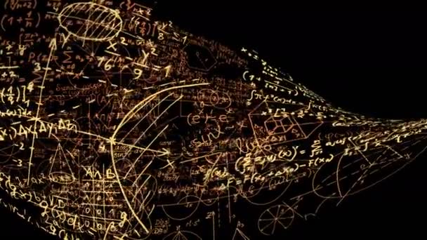 Los Bloques Fórmulas Matemáticas Abstractas Escriben Mueven Espacio Virtual Las — Vídeo de stock