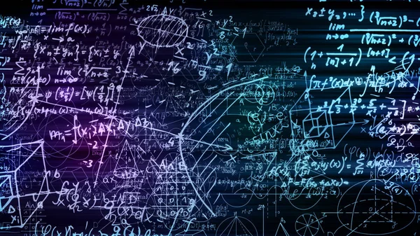 Rendering Abstrakter Blöcke Mathematischer Formeln Die Sich Virtuellen Raum Befinden — Stockfoto