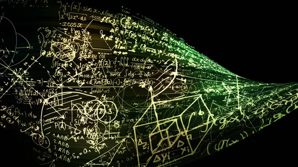 Rendering Abstrakta Matematiska Formler Den Virtuella Rymden Matematiska Formler Böjd — Stockfoto