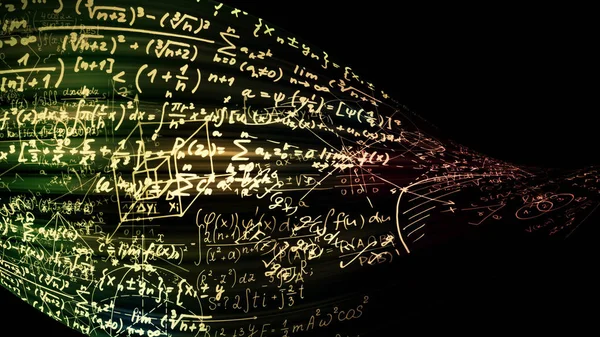 Rendendo Formule Matematiche Astratte Nello Spazio Virtuale Formule Matematiche Sono — Foto Stock