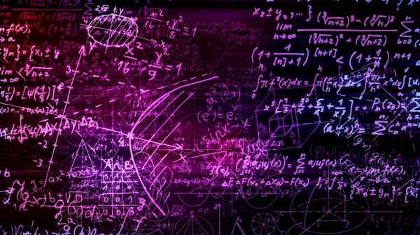 Rendering Abstrakter Blöcke Mathematischer Formeln Die Sich Virtuellen Raum Befinden — Stockfoto