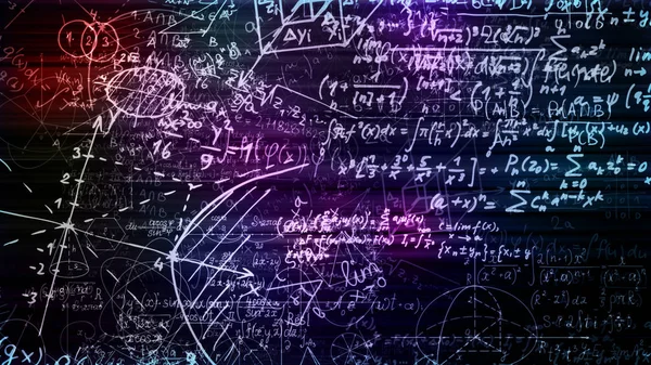 3D rendering abstract blocks of mathematical formulas that are in the virtual space. Camera inside the mathematical formulas