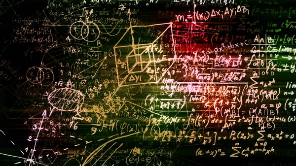 3D rendering abstract blocks of mathematical formulas that are in the virtual space. Camera inside the mathematical formulas