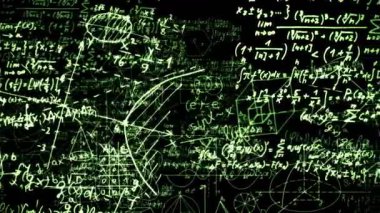 Soyut matematiksel formüller bloklarını yazılı ve sanal alana taşındı. Kamera matematiksel formüller uçar. ilmekledi