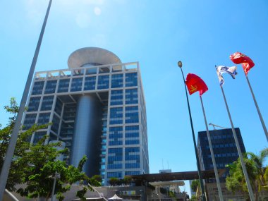 İsrail Savunma Bakanlığı Binası tanınabilir görünümünü. 2018 yaz. Merkezi ülkenin askeri kararlar kabulü için. 2018 yazında