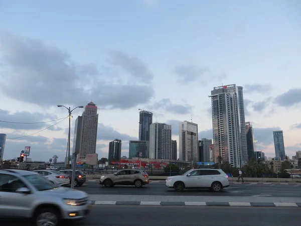 Kilátás Utcákat Tel Aviv Turista Útvonalak Szabadidő Munka Legnagyobb Város — Stock Fotó