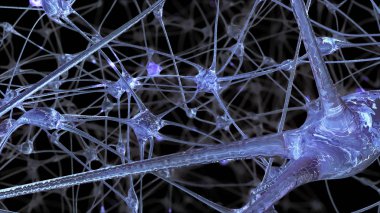 nöron hücreleri ve insan beyninin içindeki bilgileri iletim sırasında hangi elektrik darbeleri ve deşarj geçmek sinapslarda ağının 3D render