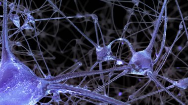 nöron hücreleri ve insan beyninin içindeki bilgileri iletim sırasında hangi elektrik darbeleri ve deşarj geçmek sinapslarda ağının 3D render