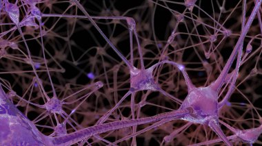 nöron hücreleri ve insan beyninin içindeki bilgileri iletim sırasında hangi elektrik darbeleri ve deşarj geçmek sinapslarda ağının 3D render