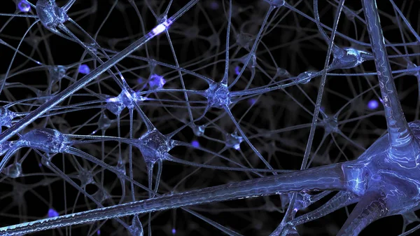 Τρισδιάστατη Απεικόνιση Του Ένα Δίκτυο Κύτταρα Νευρώνες Και Συνάψεις Που — Φωτογραφία Αρχείου