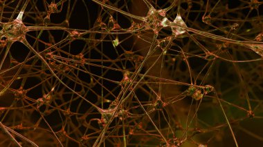 3D render yapay zeka. Yapay sinir hücreleri ve sinapslarda bir robot aracılığıyla hangi elektrik darbeleri ve deşarj pass beyinde ağları. Sinaptik ağ nöronların pr gelecekte yapay zeka